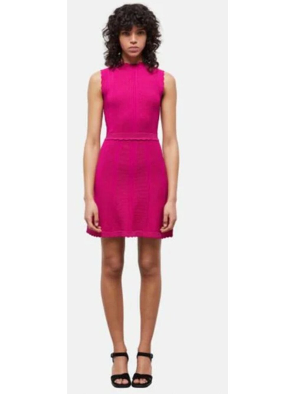 The Kooples Pink Sleeveless Knit Mini Dress Scalloped Trim Size M